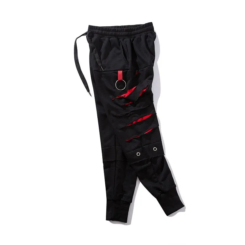 Red striped joggers