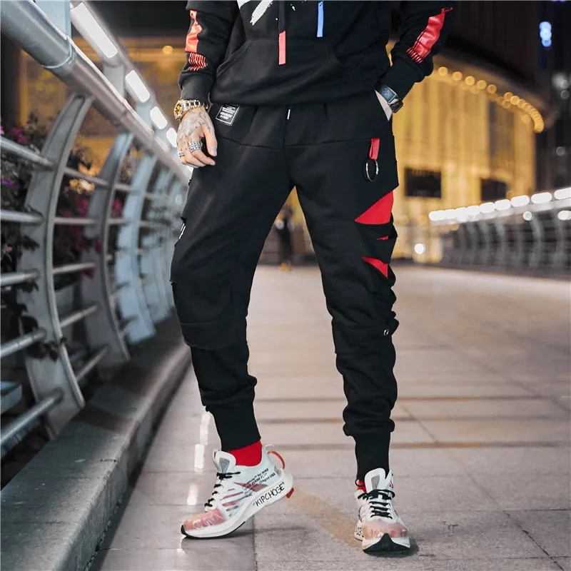 Red striped joggers