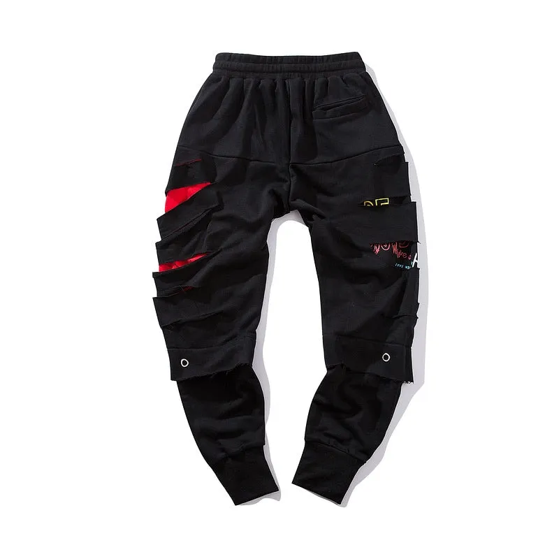 Red striped joggers