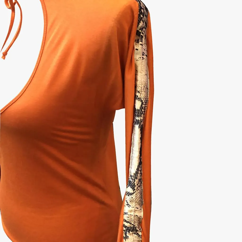ROBERTO CAVALLI Orange Silk Blouse | Size IT 50