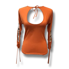 ROBERTO CAVALLI Orange Silk Blouse | Size IT 50