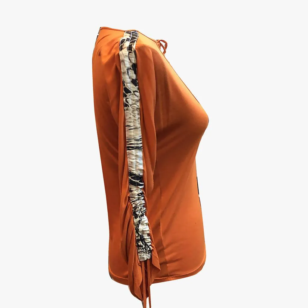 ROBERTO CAVALLI Orange Silk Blouse | Size IT 50