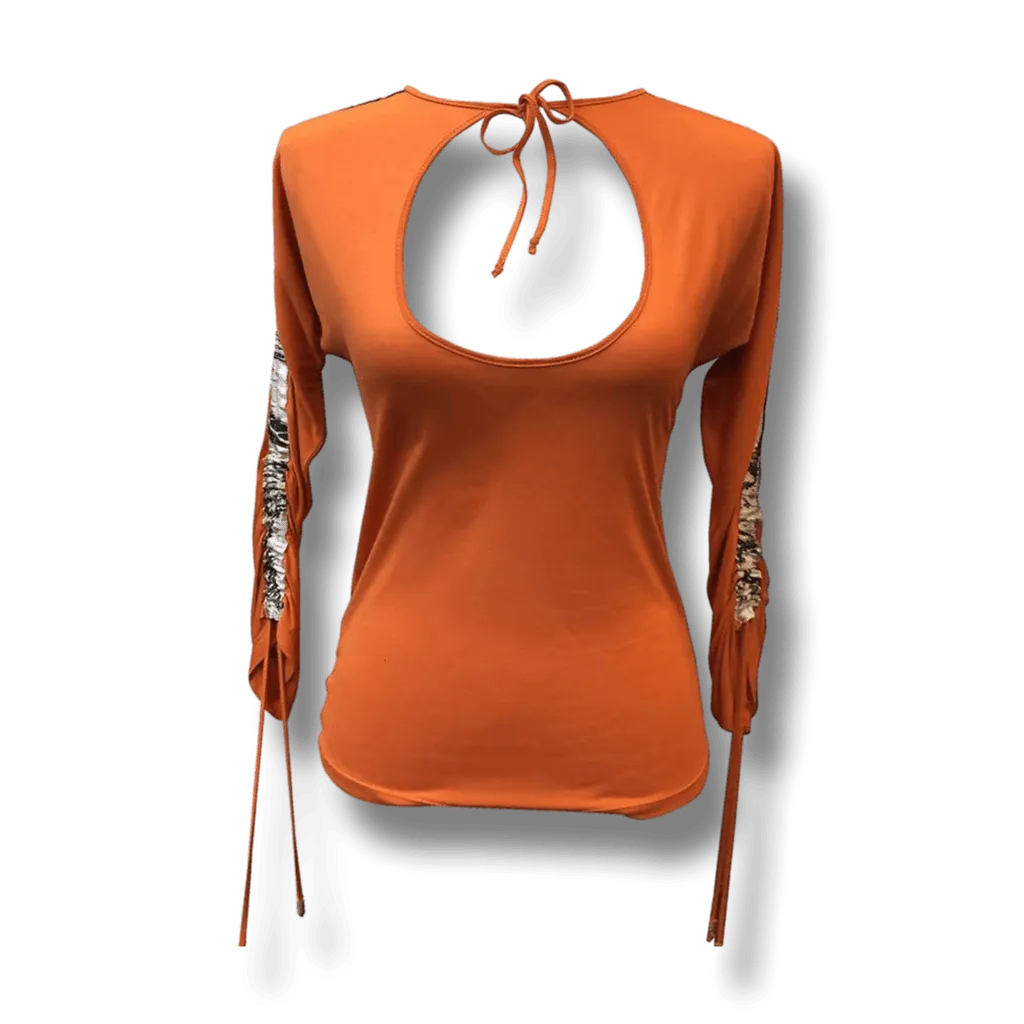 ROBERTO CAVALLI Orange Silk Blouse | Size IT 50