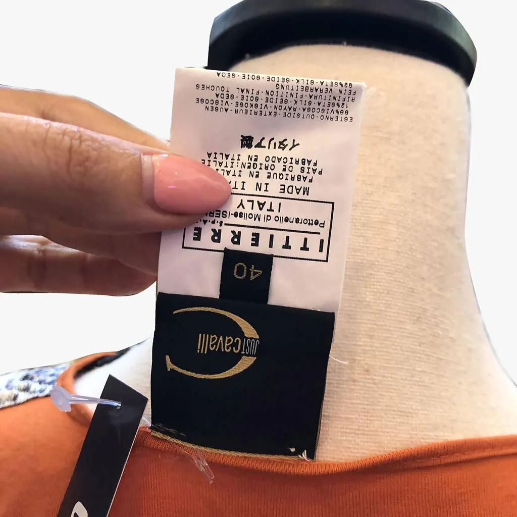 ROBERTO CAVALLI Orange Silk Blouse | Size IT 50
