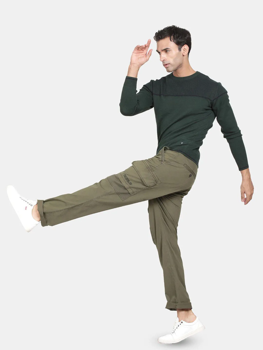 Round Neck Bottle Green Full Sleeve Pullover
