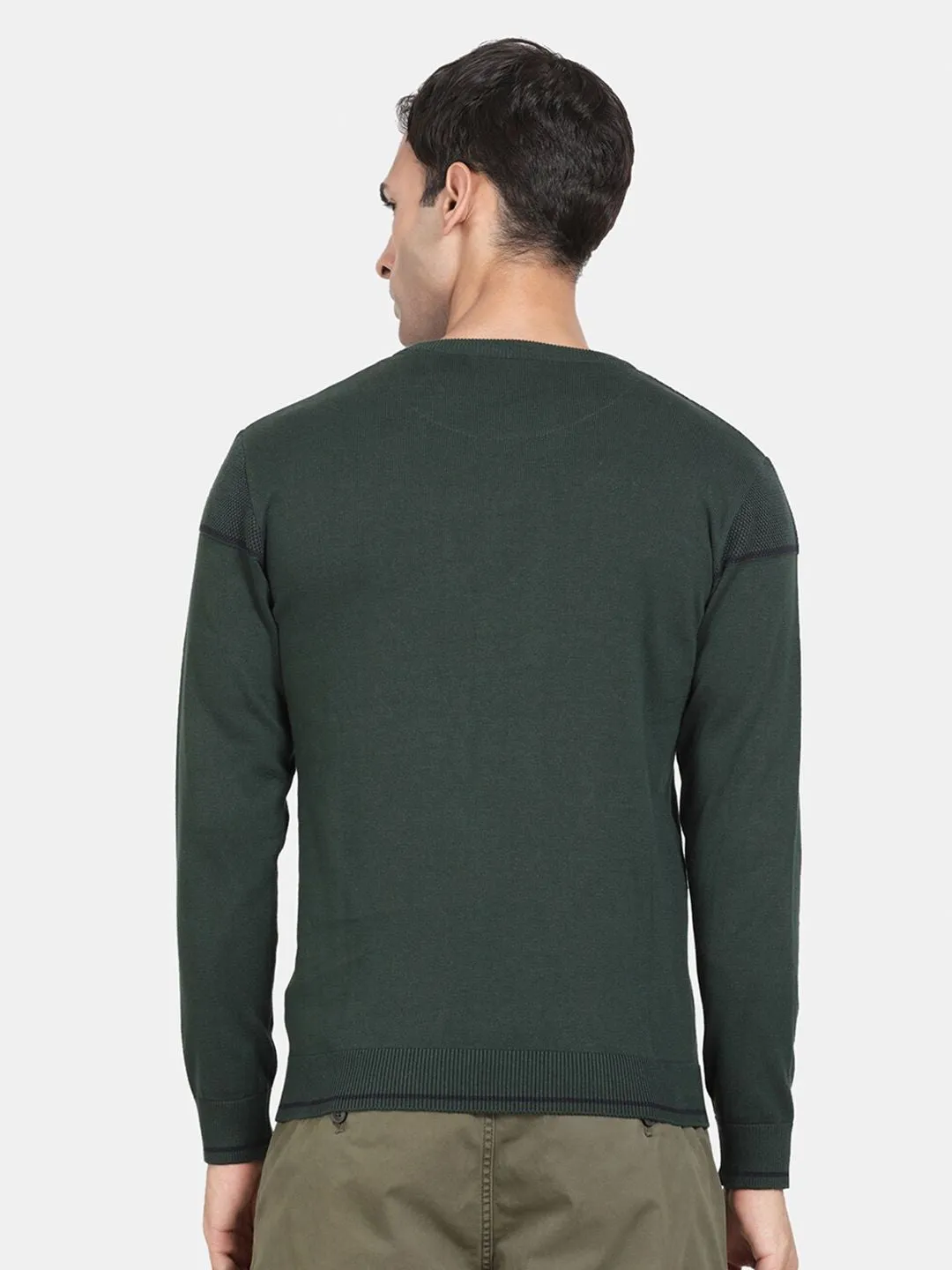 Round Neck Bottle Green Full Sleeve Pullover