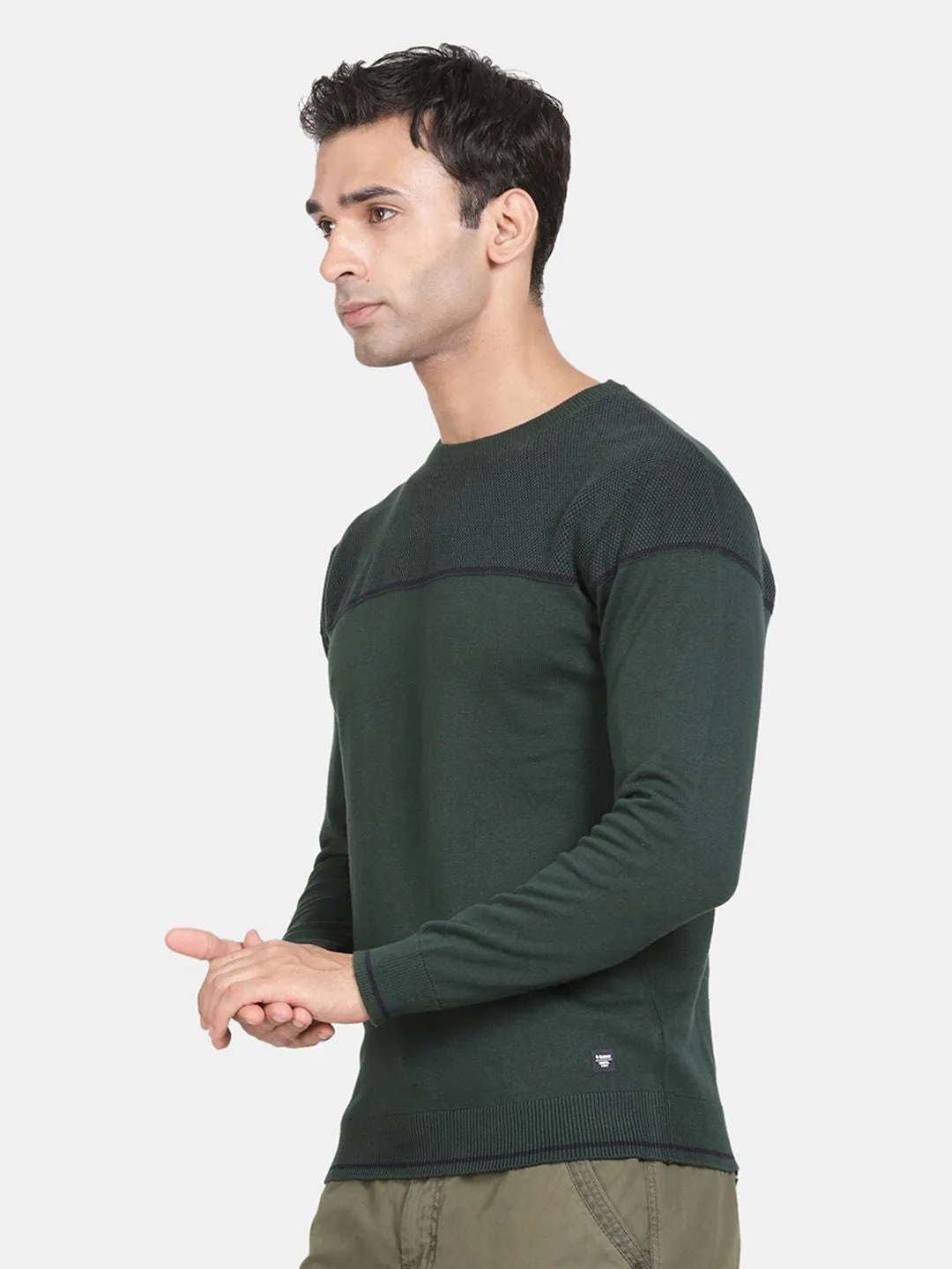 Round Neck Bottle Green Full Sleeve Pullover