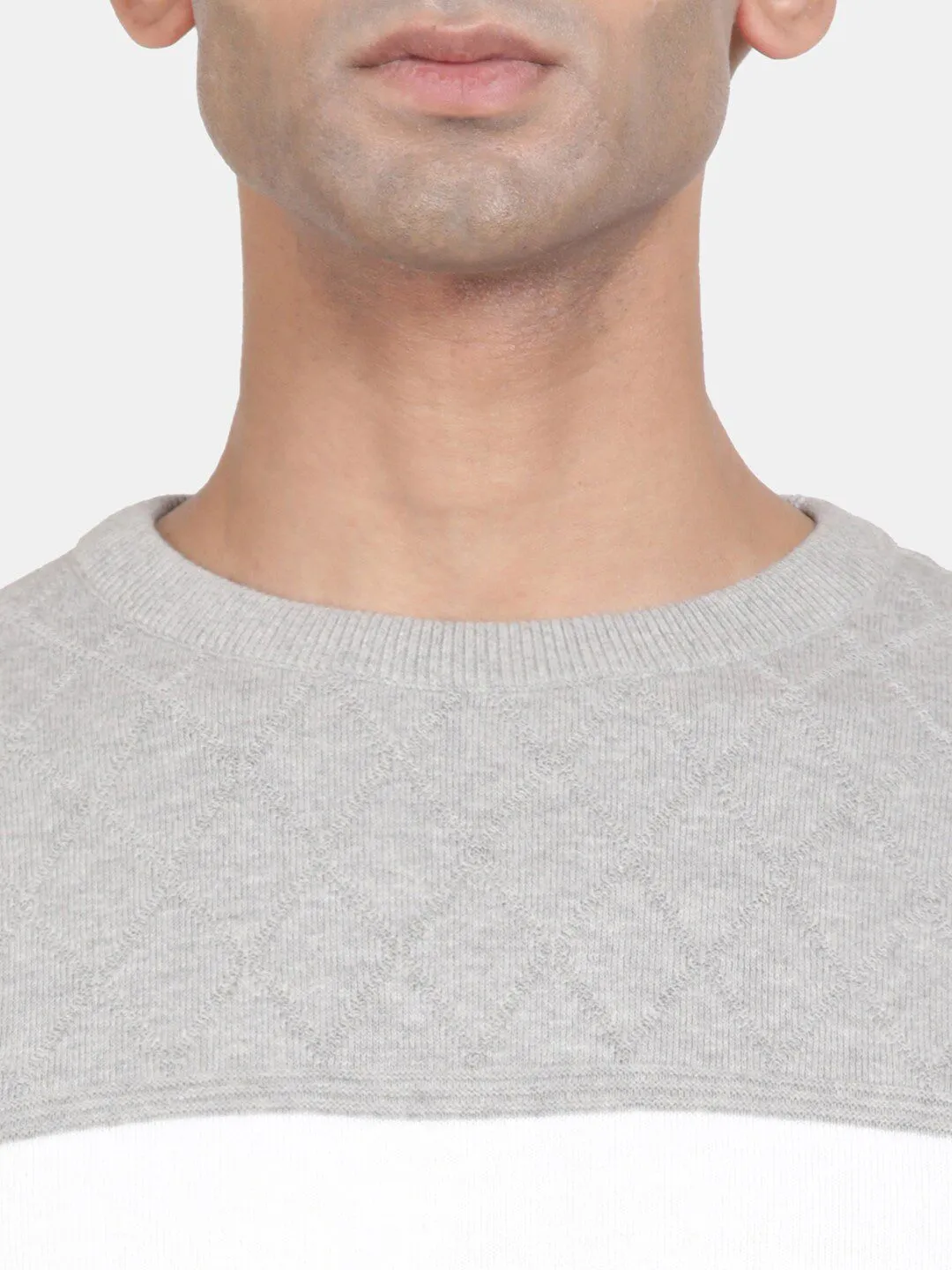 Round Neck Broken White Full Sleeve Pullover