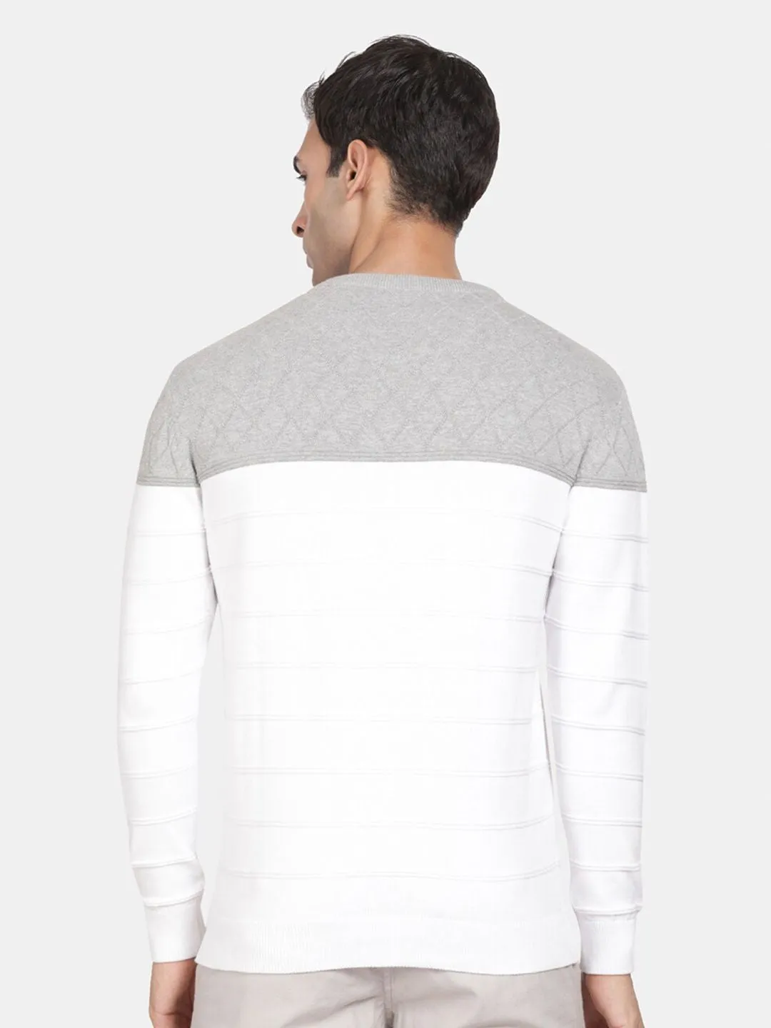 Round Neck Broken White Full Sleeve Pullover