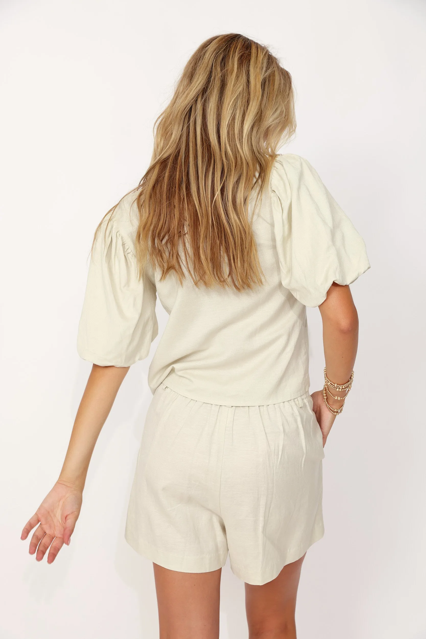 SALE - Rivera Balloon Sleeve V Neck Blouse