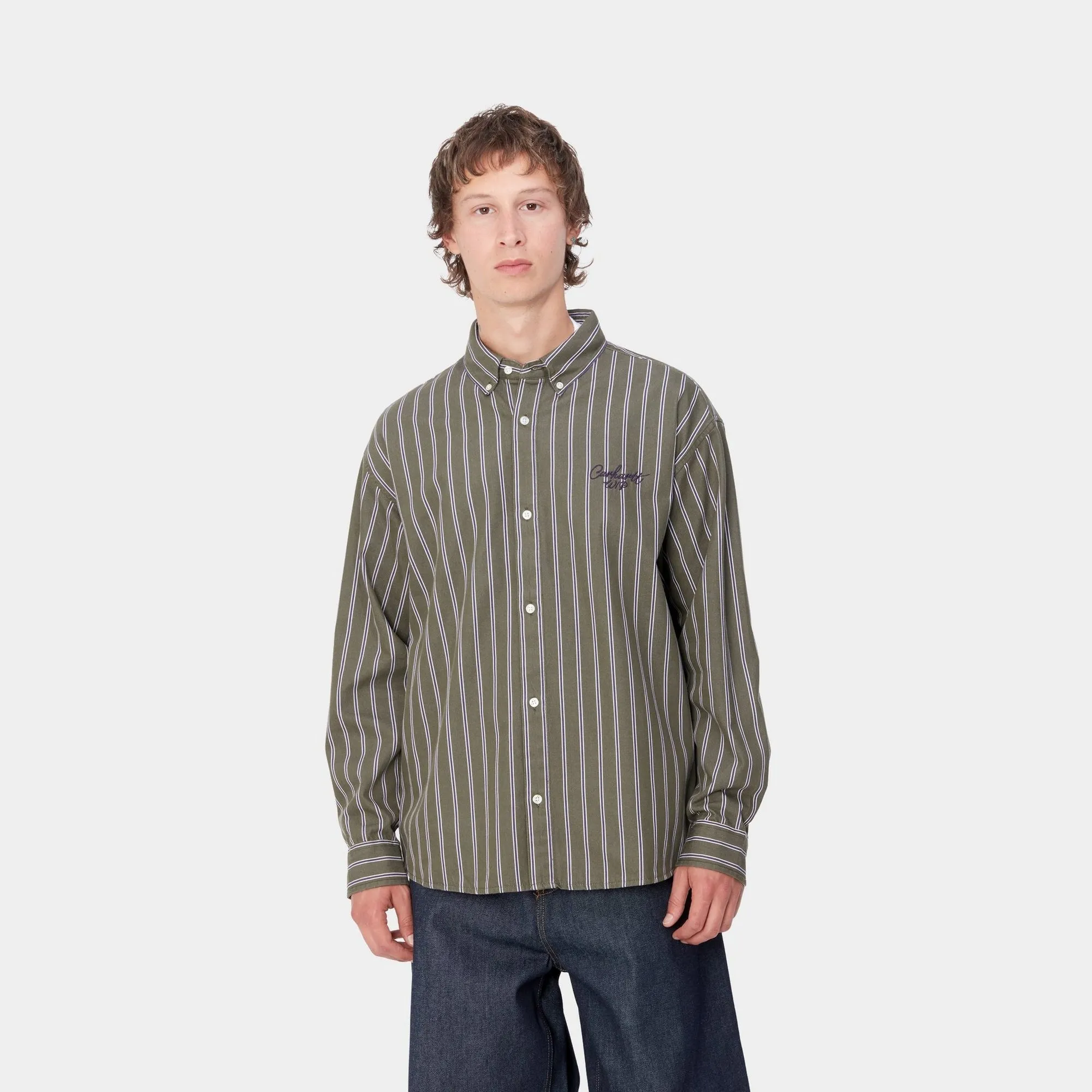 Signature Shirt | Office Green / Aura Betz Stripe (stone washed)