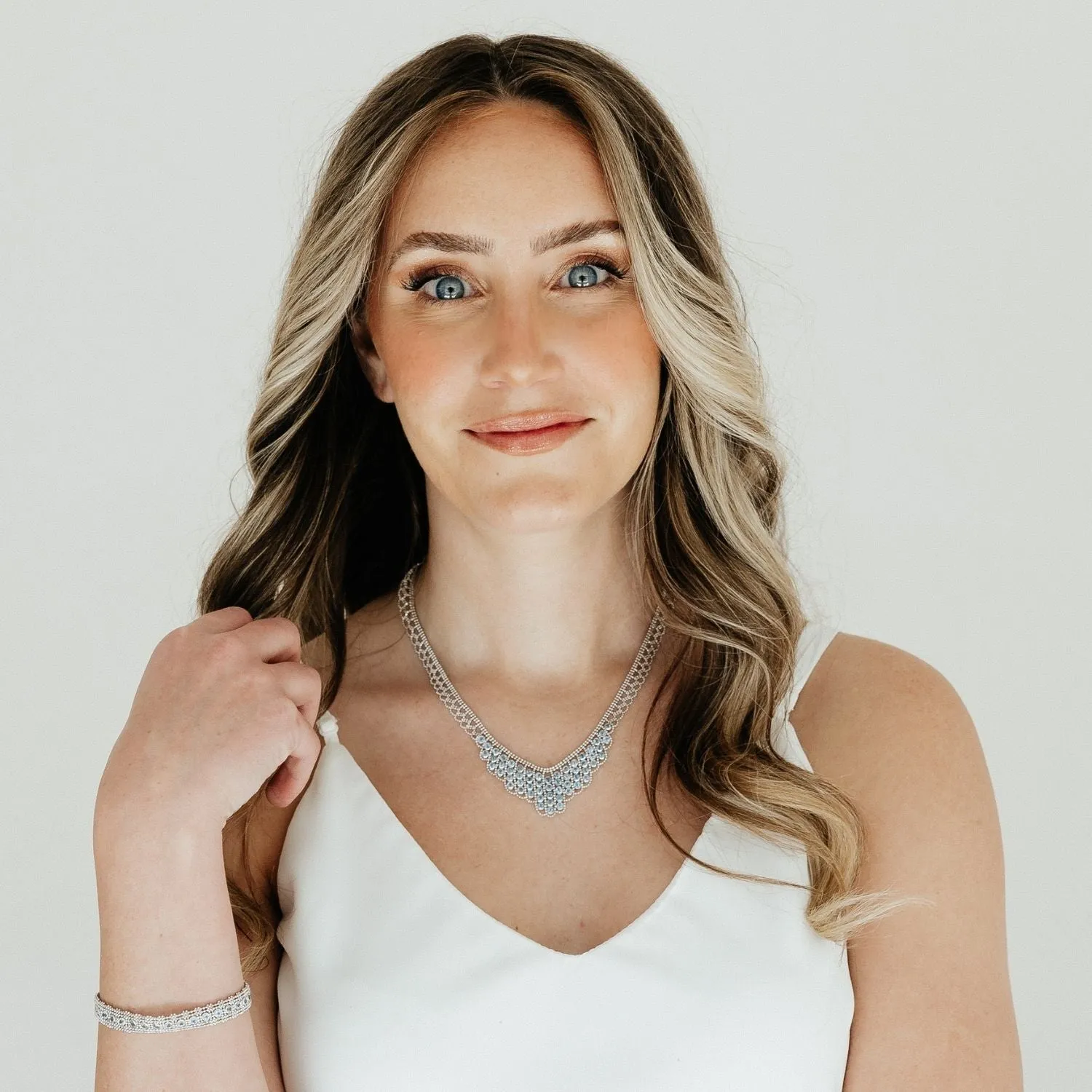 Silk Collection Mini-Statement Necklace with Blue Topaz Accents
