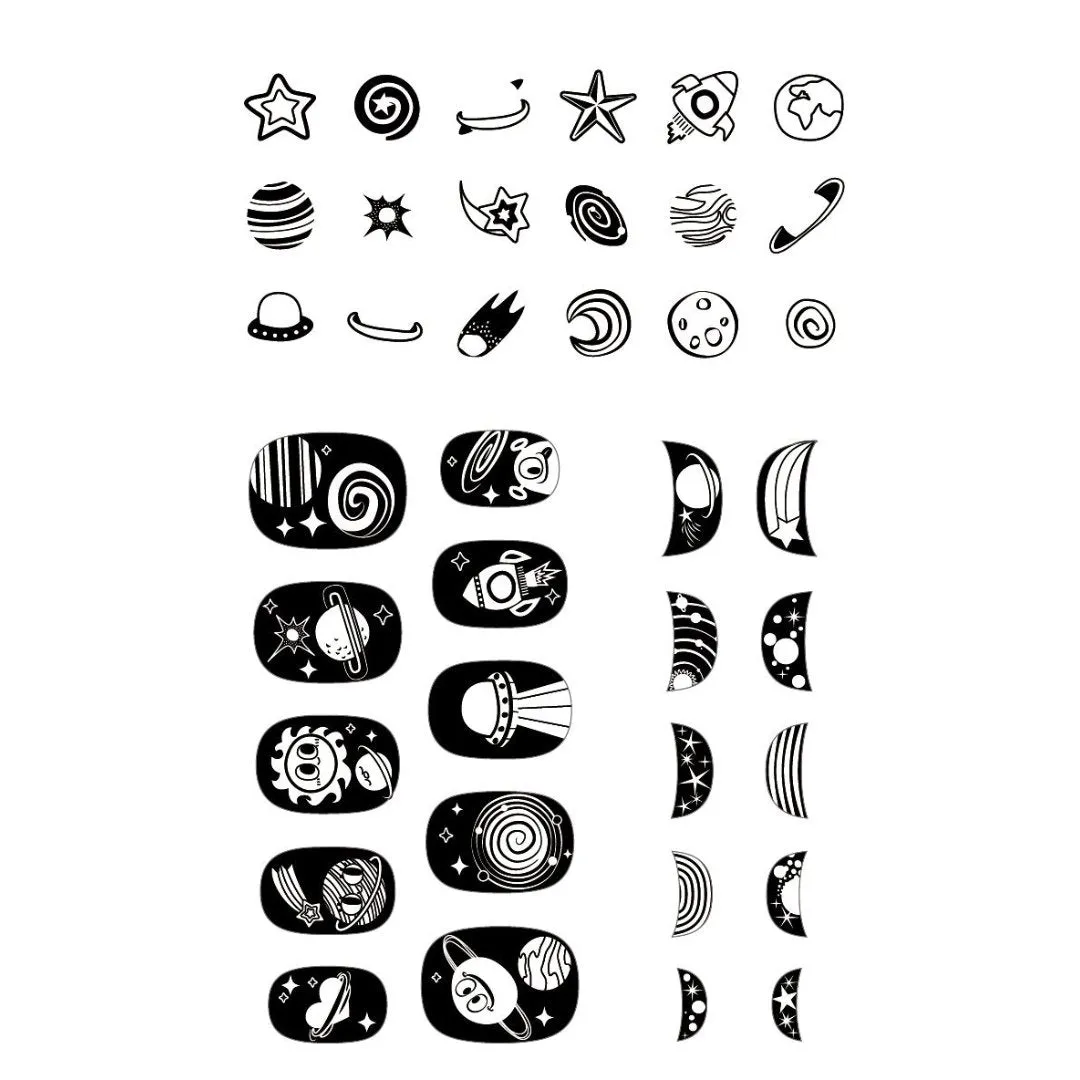 Small Nail Stickers - Space - Glow in the dark