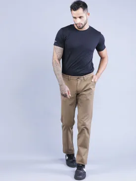 T-Base Men Khaki Solid Chinos