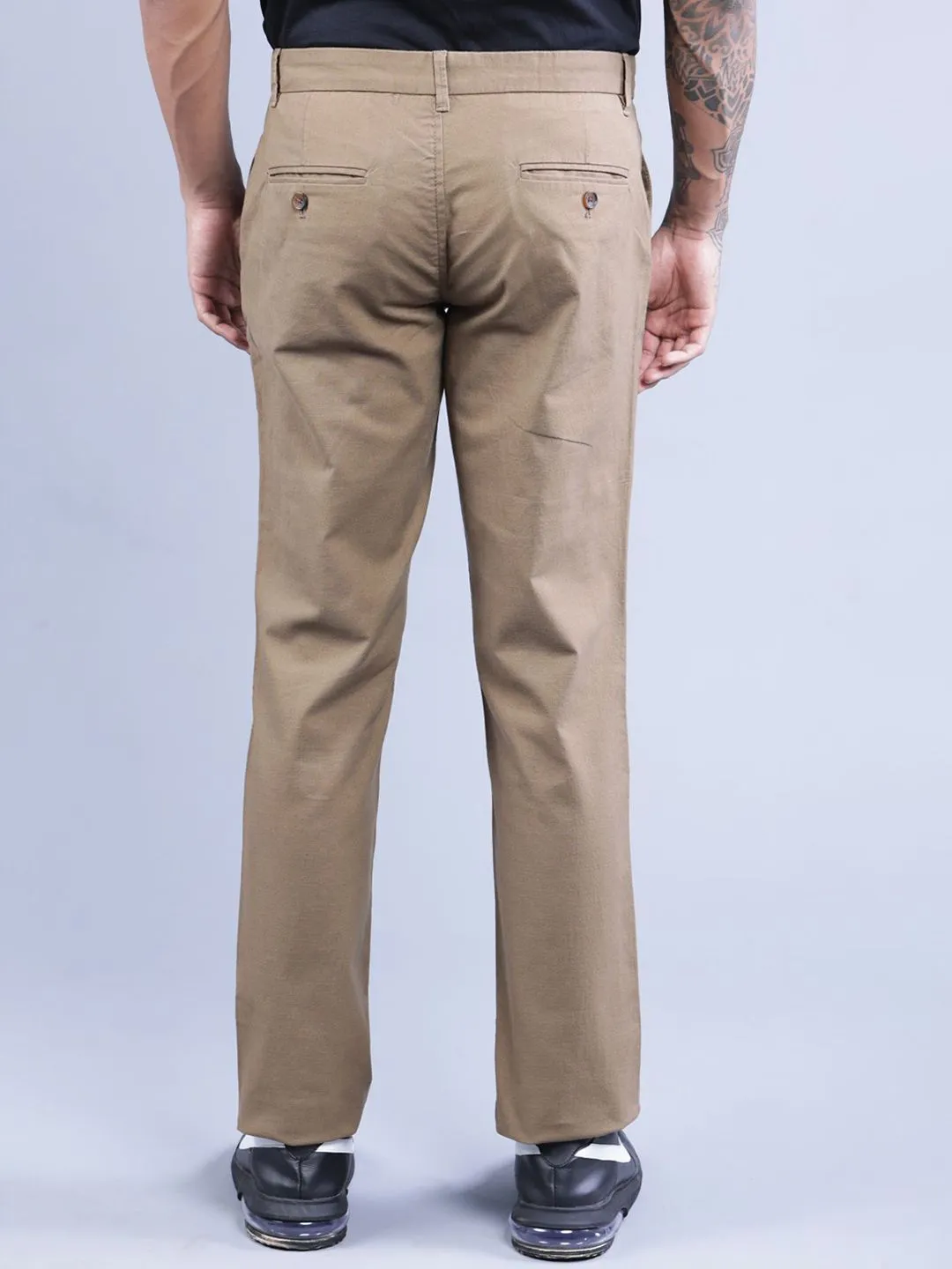 T-Base Men Khaki Solid Chinos