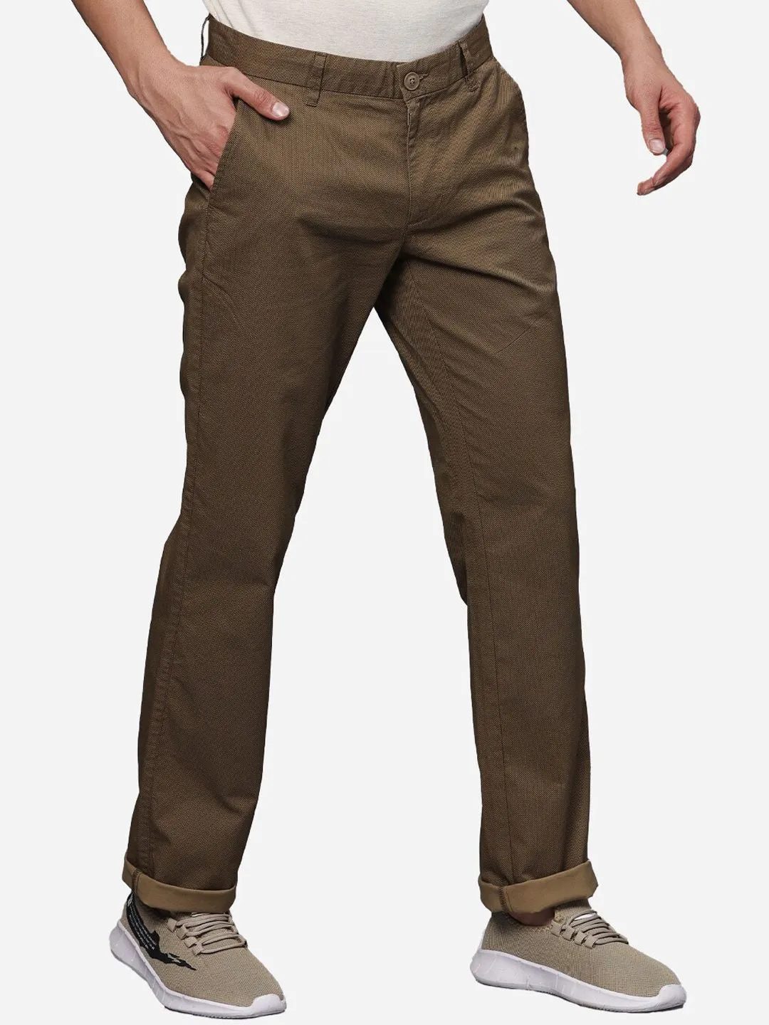 T-Base Men Mid-Rise  Straight Fit Chinos Trousers