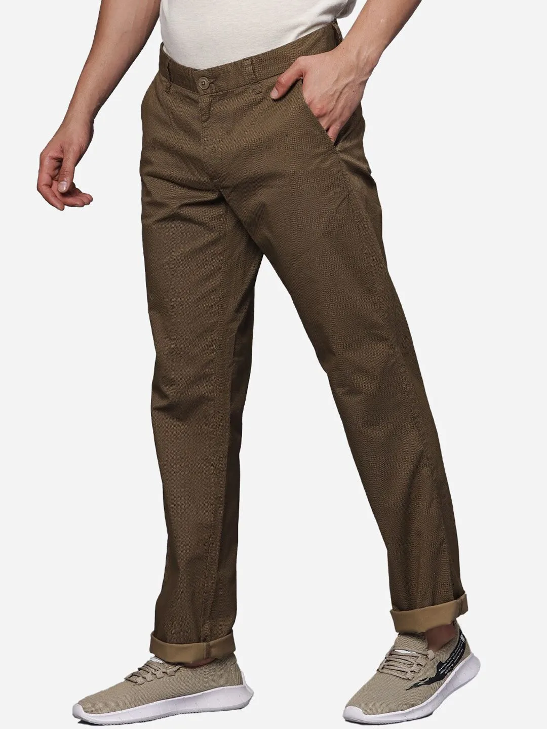 T-Base Men Mid-Rise  Straight Fit Chinos Trousers