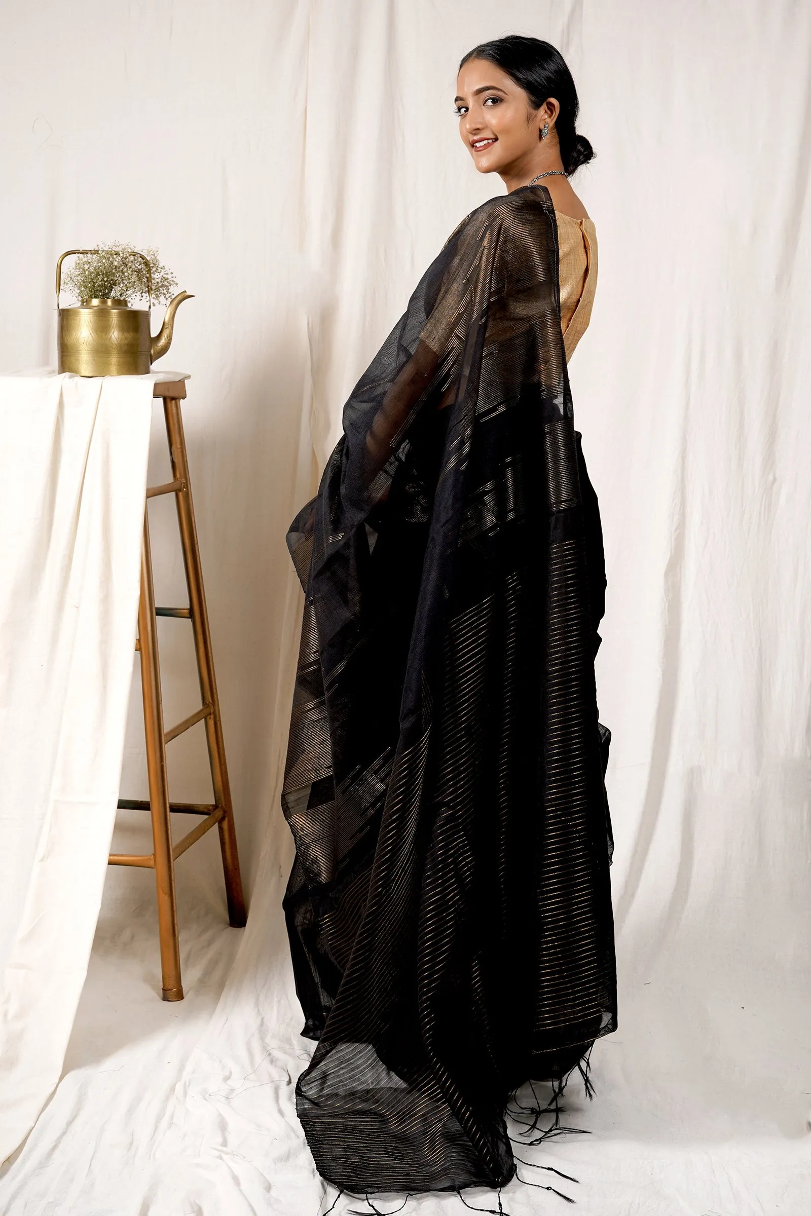 Teejh Chaandini Raat Cotton Silk Zari Saree