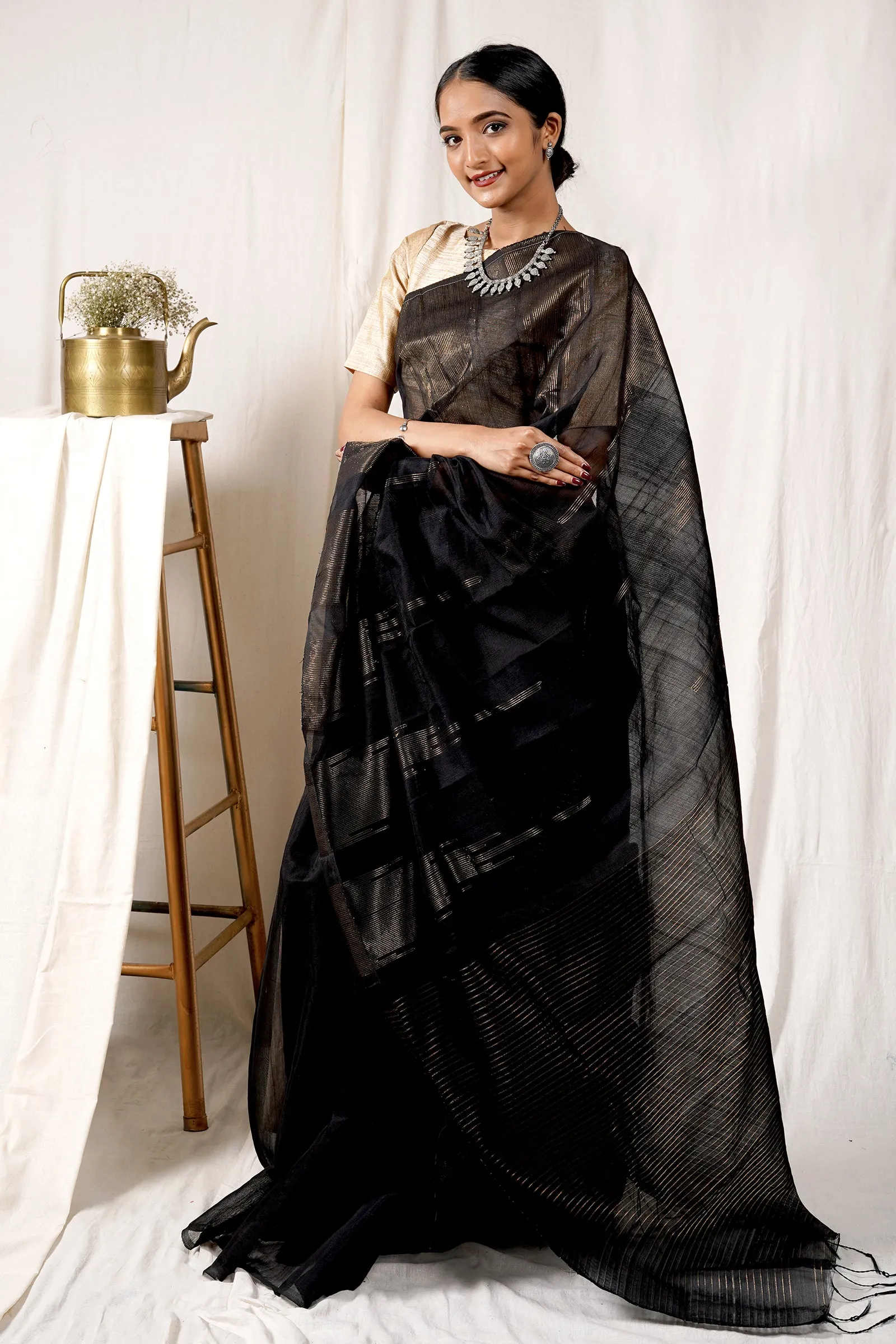 Teejh Chaandini Raat Cotton Silk Zari Saree