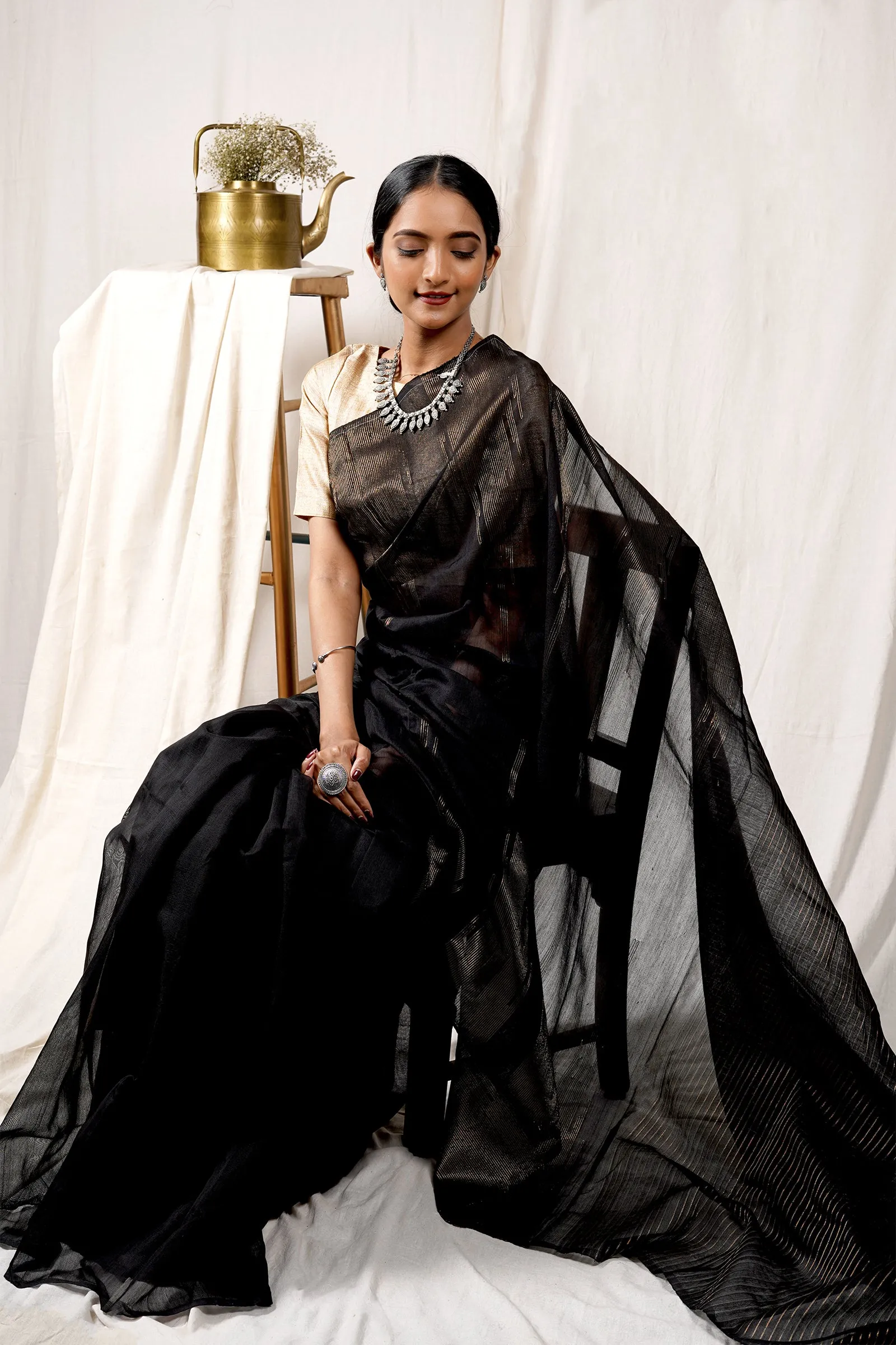 Teejh Chaandini Raat Cotton Silk Zari Saree