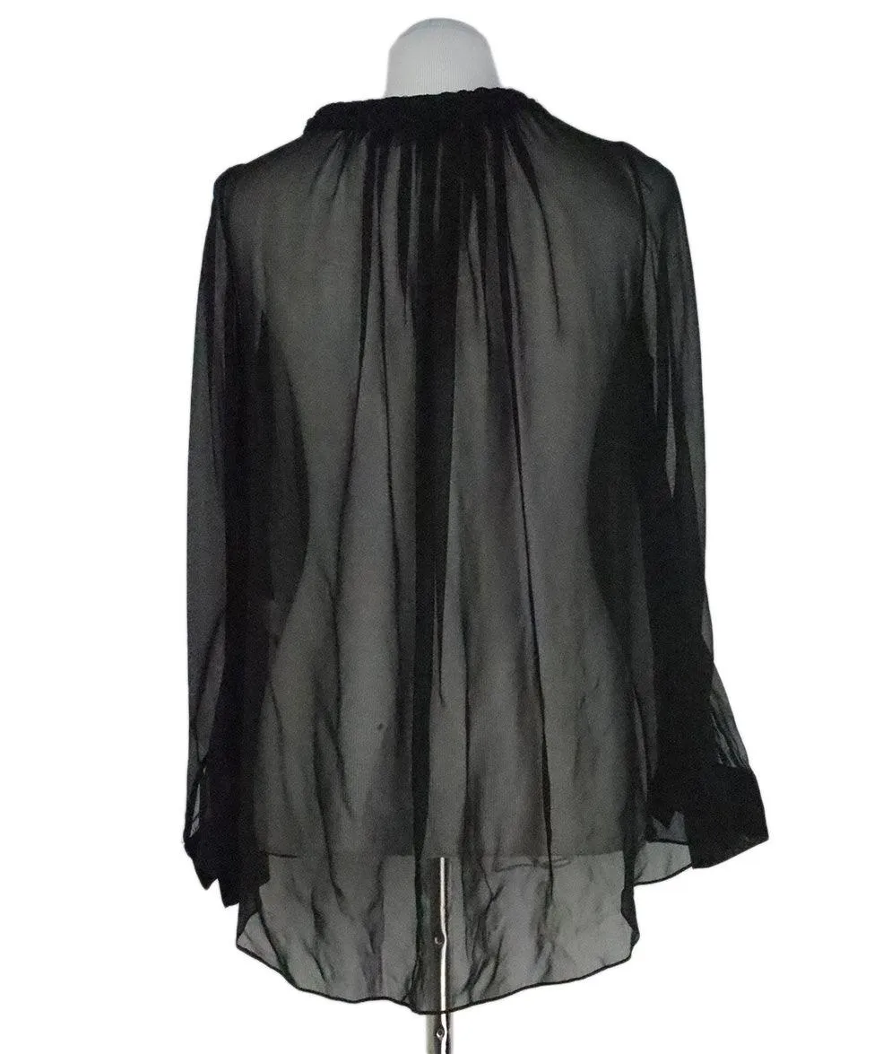 Thakoon Black Silk Sheer Blouse sz 4