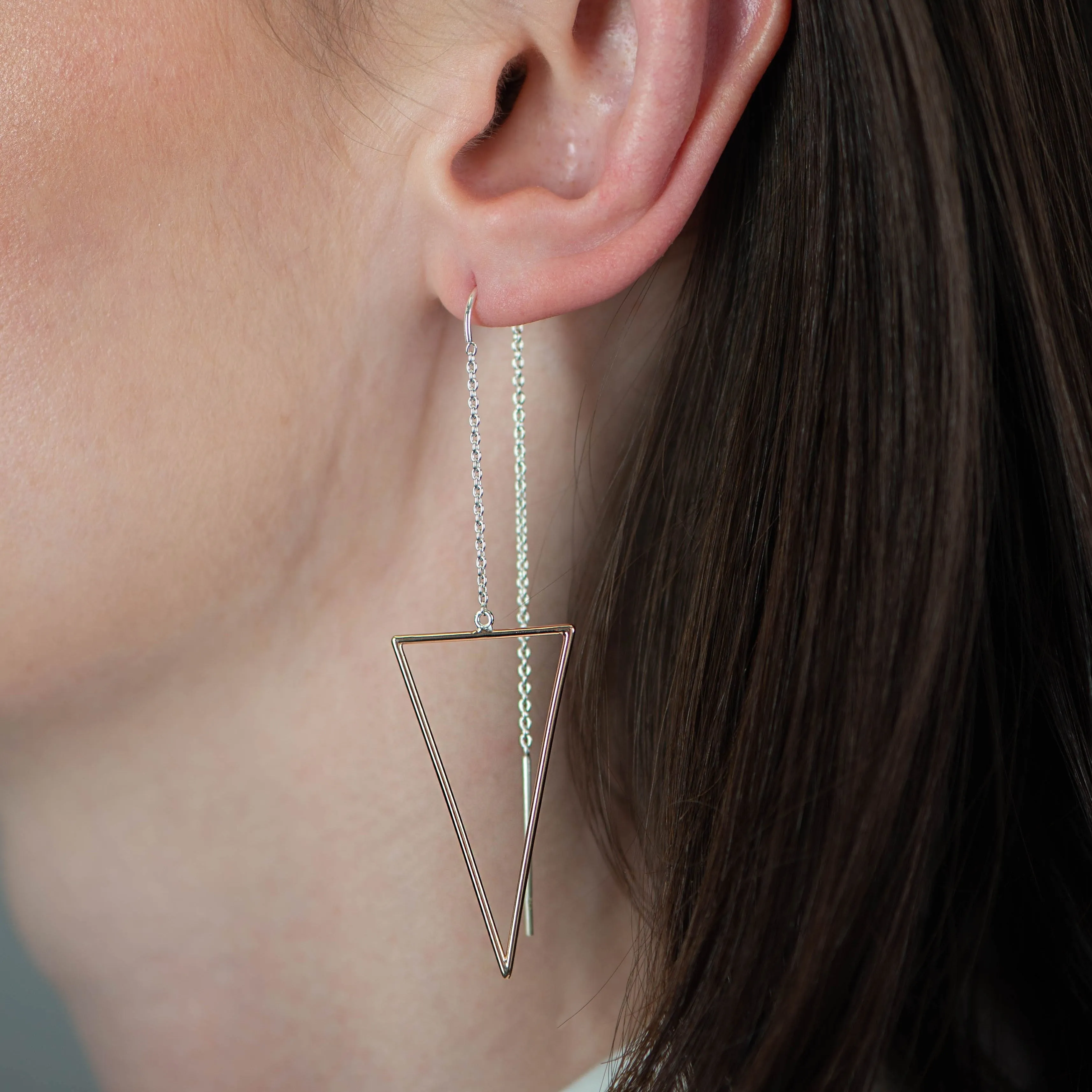 Triangle Drop Earrings - Rose Gold Plated