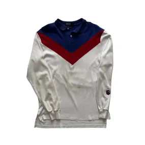 Vintage 90s White, Red   Blue Polo Ralph Lauren Suicide Ski Polo Shirt - Medium