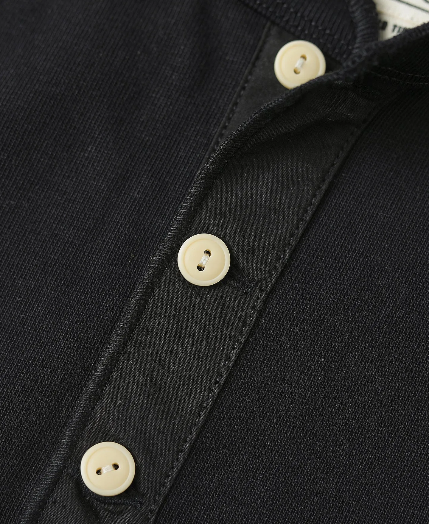 Vintage Long Sleeve Henley Shirt - Black