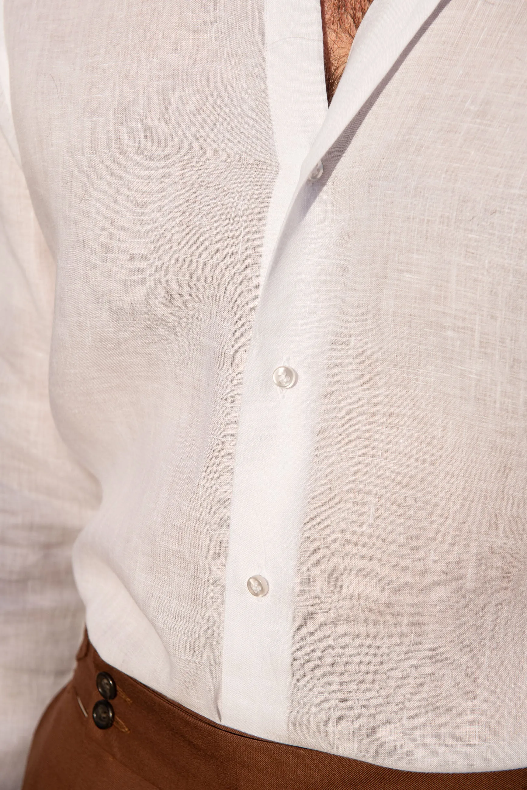 White linen button-down shirt - Made In Italy