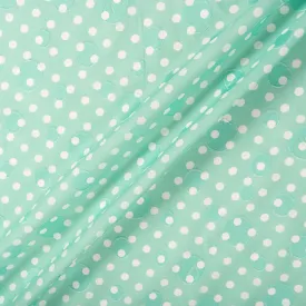 White Spotted Mint Green Cotton Voile Jacquard
