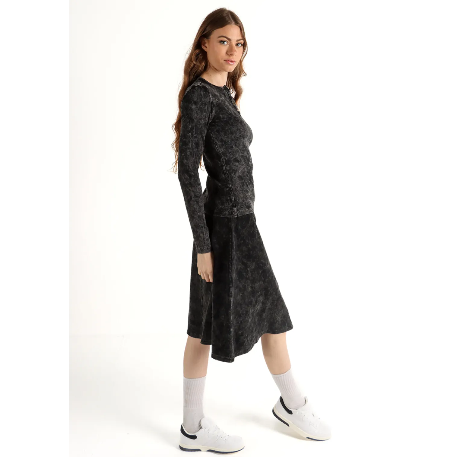 Women's Long Sleeve Stonewash Henley